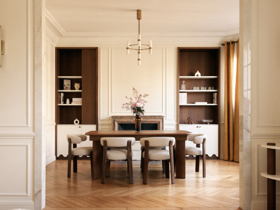 appartement parisien modernisé en conservant le parquet chevron et les moulures