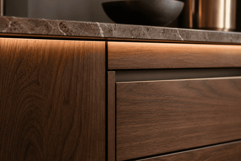 Détail de finition d’une menuiserie sur mesure haut de gamme