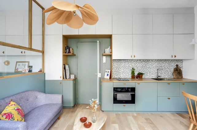 rénovation petit appartement parisien avec rangement intégré par le cabinet transition Id