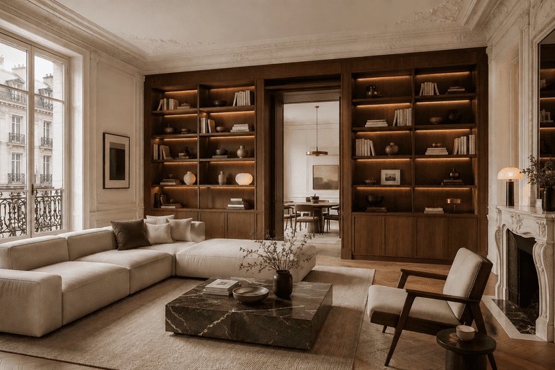 Menuiseries haut de gamme sur mesure dans un appartement haussmannien rénové à Paris