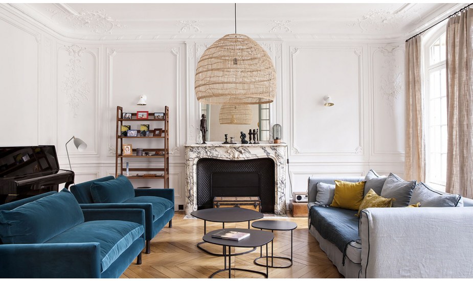 Appartement Haussmannien de 150m2 re-imaginé par Camille Hermand Architectures avec des touches fraîches et pétillantes